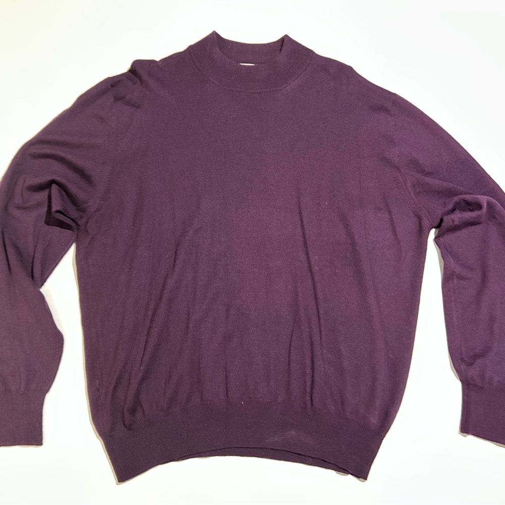 Gran Sasso Wool Sweater Mens XL Italian Size 54 Plum Purple Virgin Wool